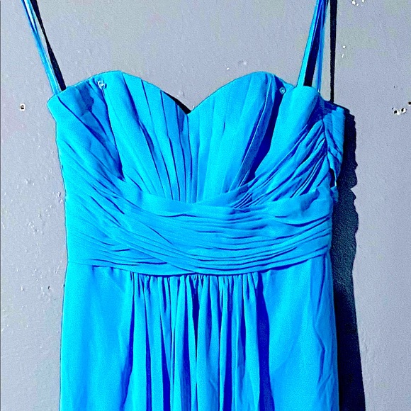 Turquoise short chiffon formal wear dress - Picture 1 of 8